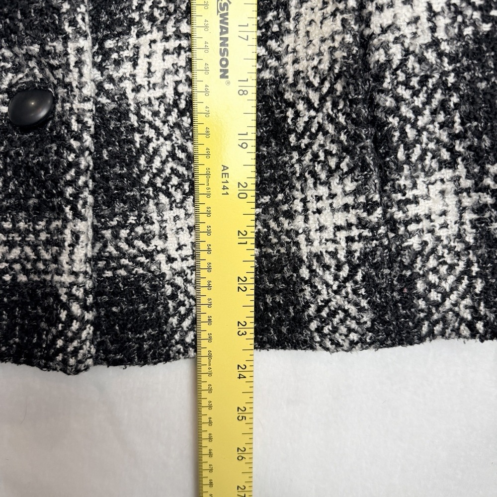 East 5th Buffalo Plaid Boucle Peacoat Jacket Womens XL Black White Old Money - Picture 7 of 12